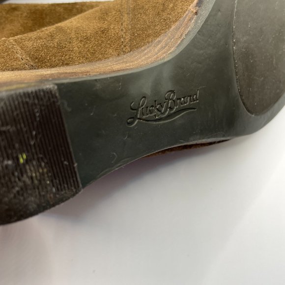 LUCKY Brand Size 6 Ankle Buckle Boots Brown Suede - Picture 7 of 7